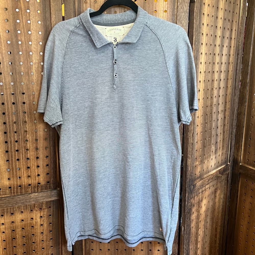 Converse x John Varvatos 3 Gray Heather Polo Shirt Size Large
